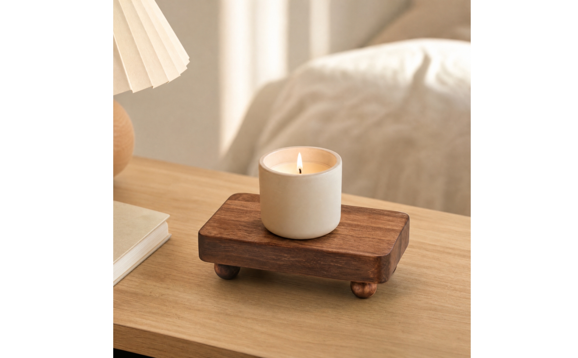 Wooden Display Stand with Rounded Feet Versatile Stackable Wood Display Platform