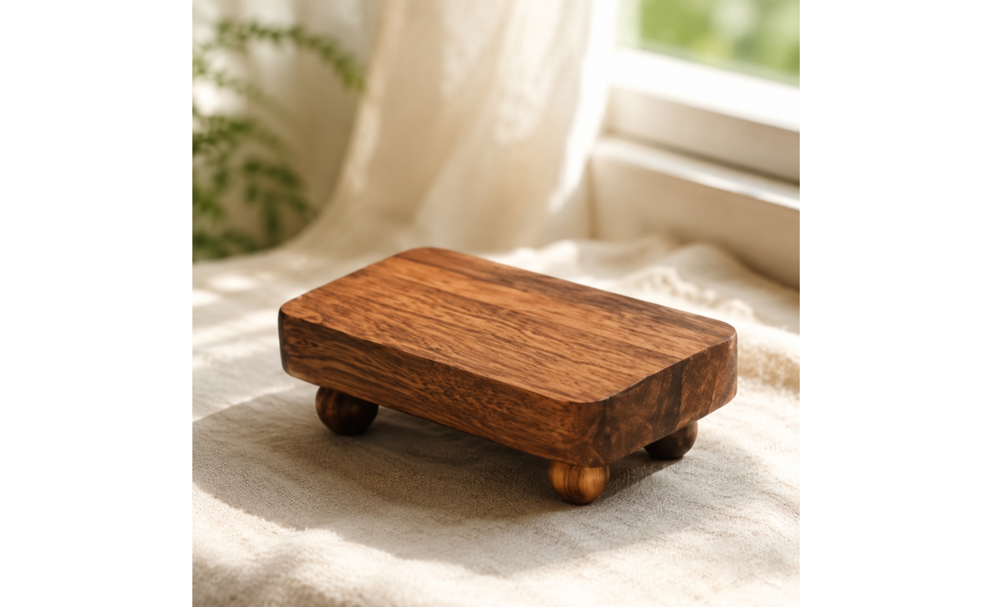 Wooden Display Stand with Rounded Feet Versatile Stackable Wood Display Platform