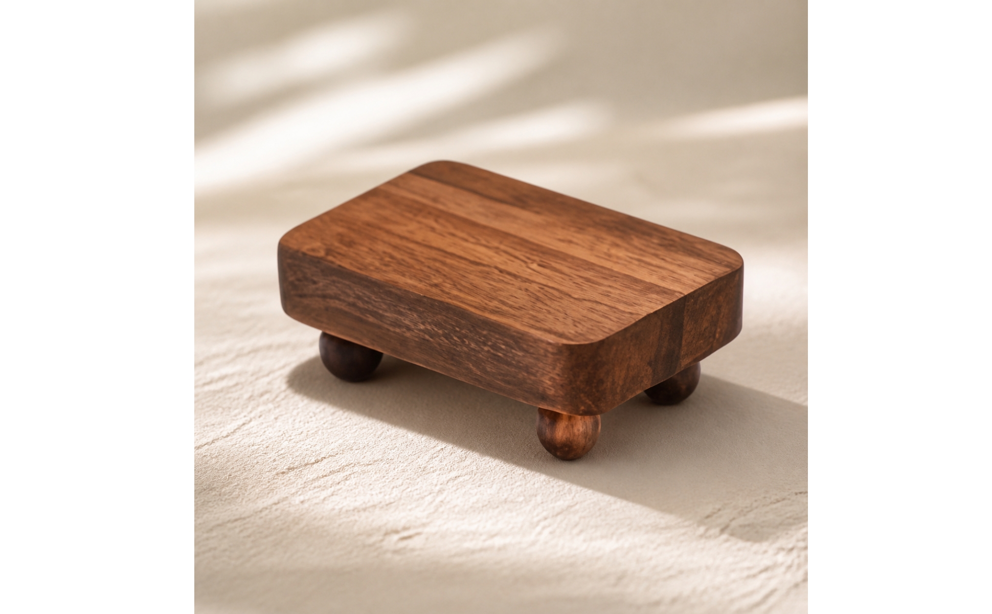 Wooden Display Stand with Rounded Feet Versatile Stackable Wood Display Platform