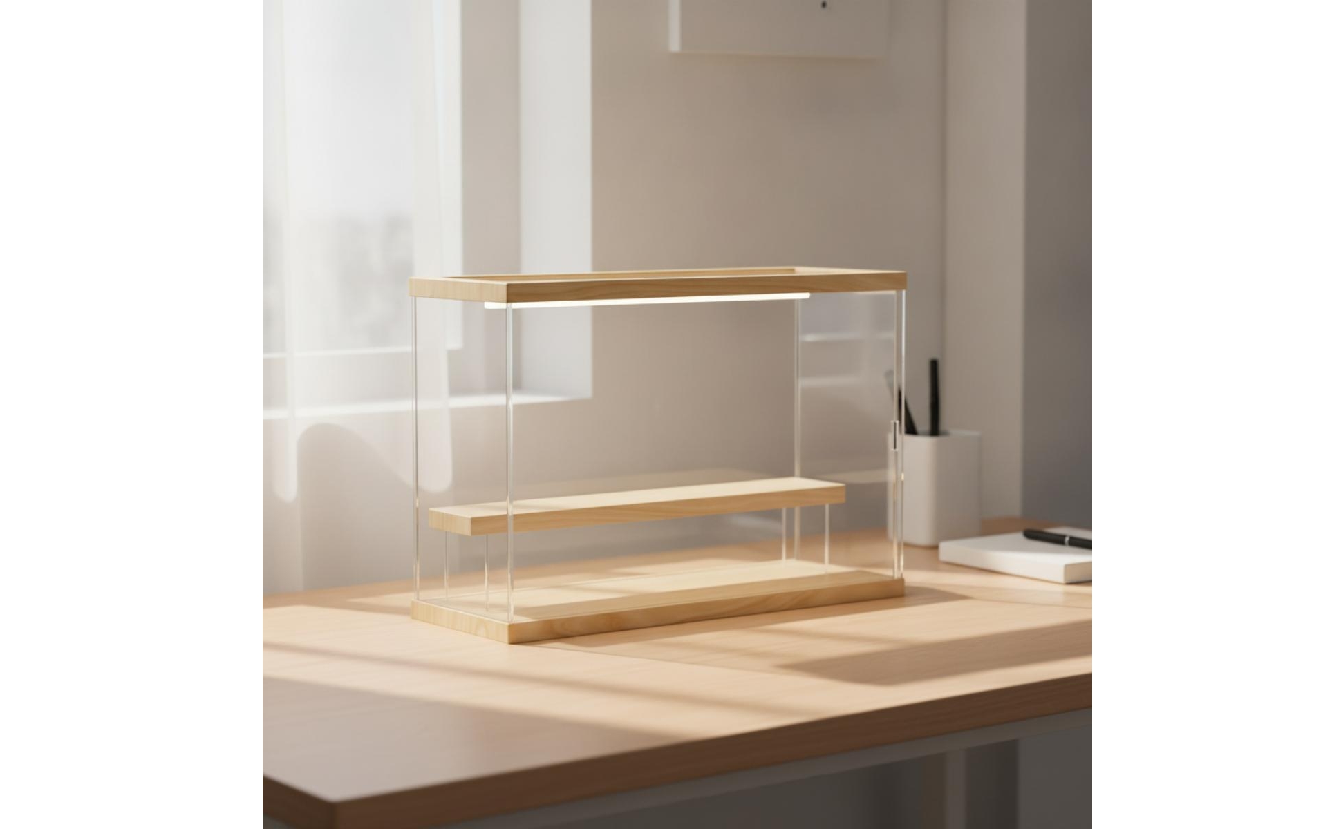Acryl-Vitrine mit LED-Beleuchtung transparent Display-Vitrine mit LED-Toplicht