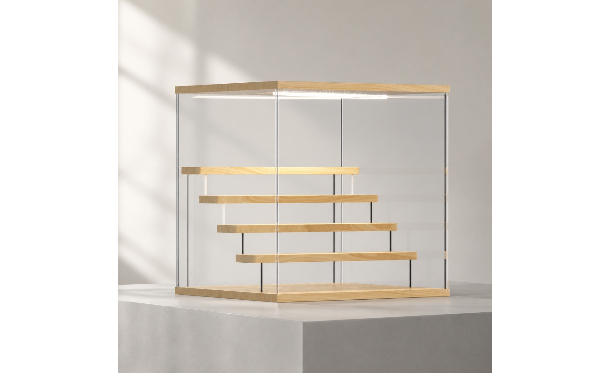 Acryl-Vitrine mit LED-Beleuchtung transparent Display-Vitrine mit LED-Toplicht