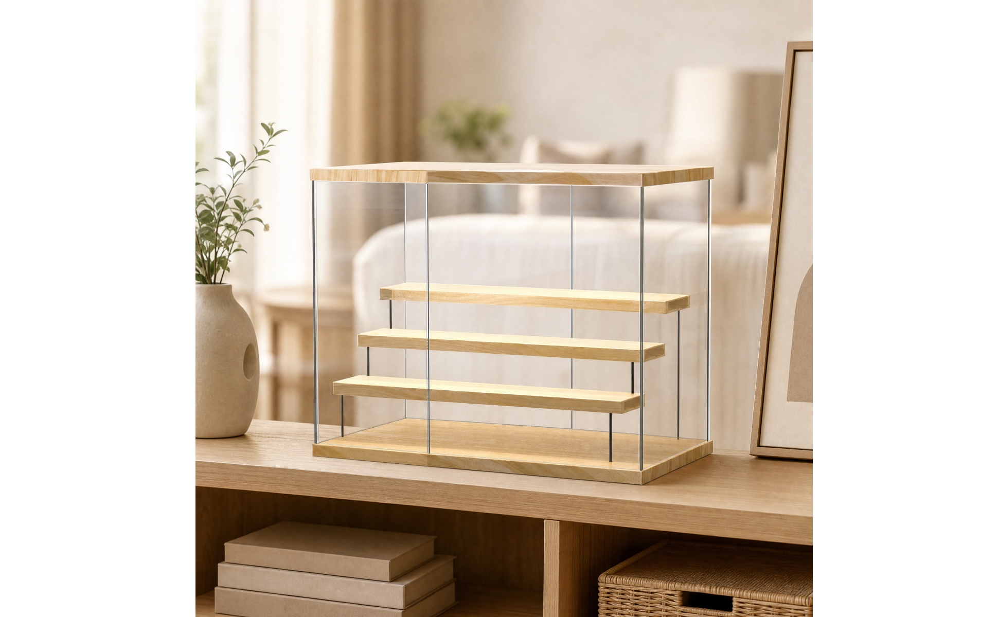 Acryl-Vitrine mit LED-Beleuchtung transparent Display-Vitrine mit LED-Toplicht