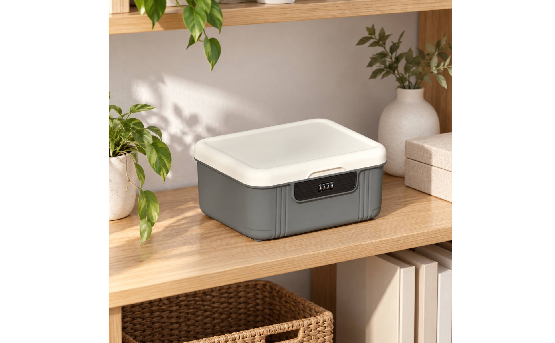 Storage Container Sturdy Rectangular Lockable Storage Box with Combination Lock