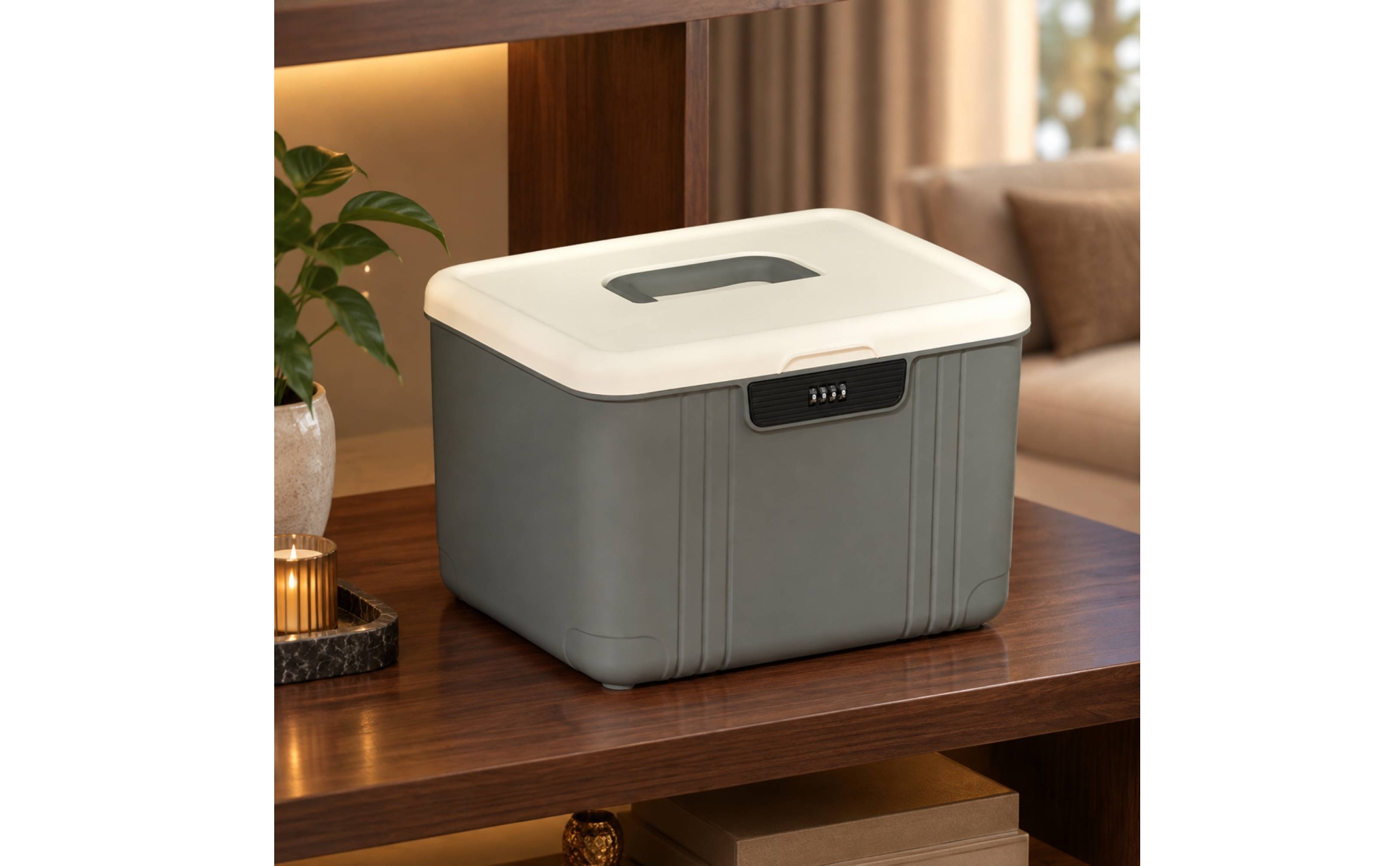 Storage Container Sturdy Rectangular Lockable Storage Box with Combination Lock