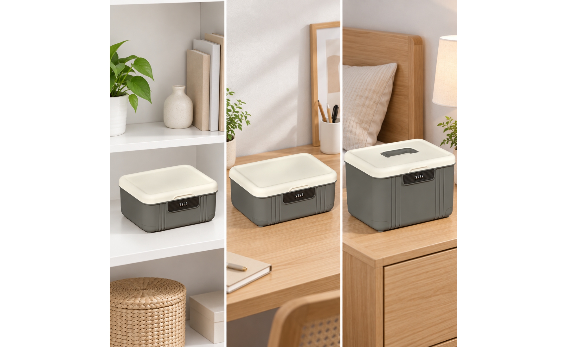 Storage Container Sturdy Rectangular Lockable Storage Box with Combination Lock