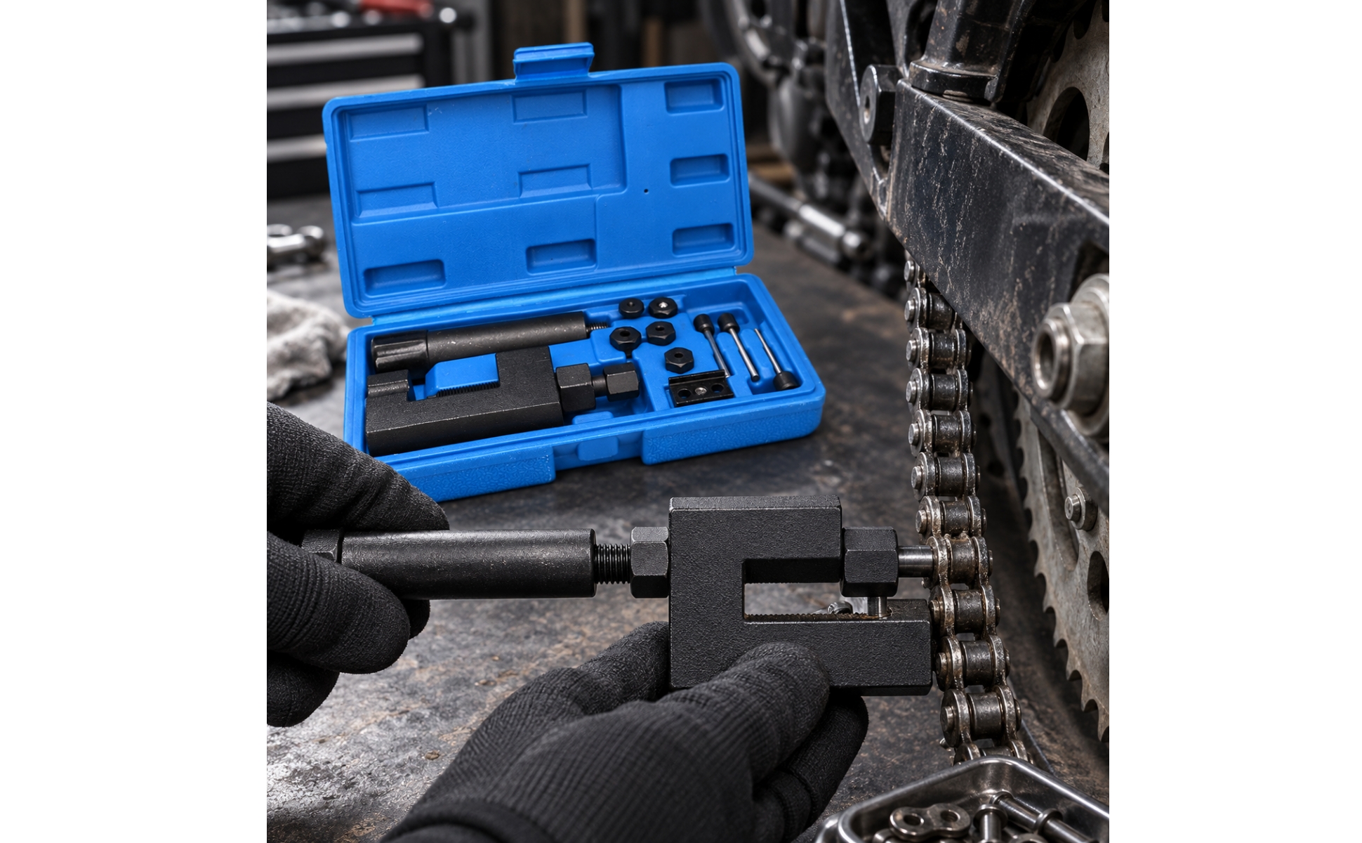 Chain Breaker Set with Storage Case Heavy-Duty for Workshops, Mobile Servicing