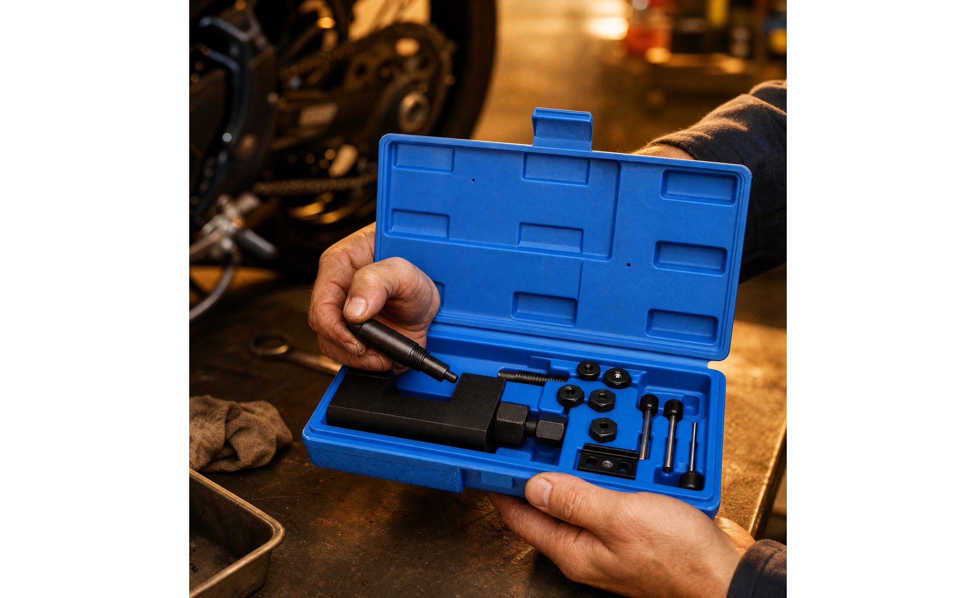 Chain Breaker Set with Storage Case Heavy-Duty for Workshops, Mobile Servicing