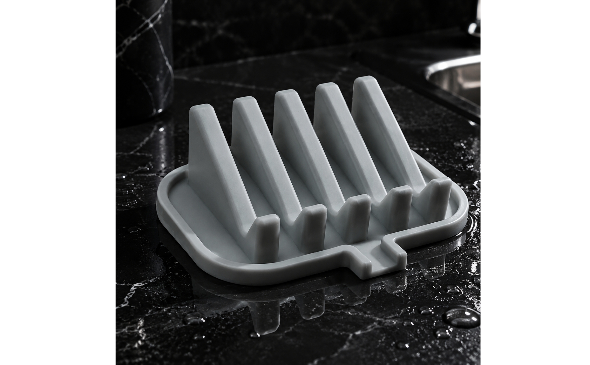Rectangular Silicone Soap Tray Ribbed Surface for Bathroom Counter, Kitchen Sink