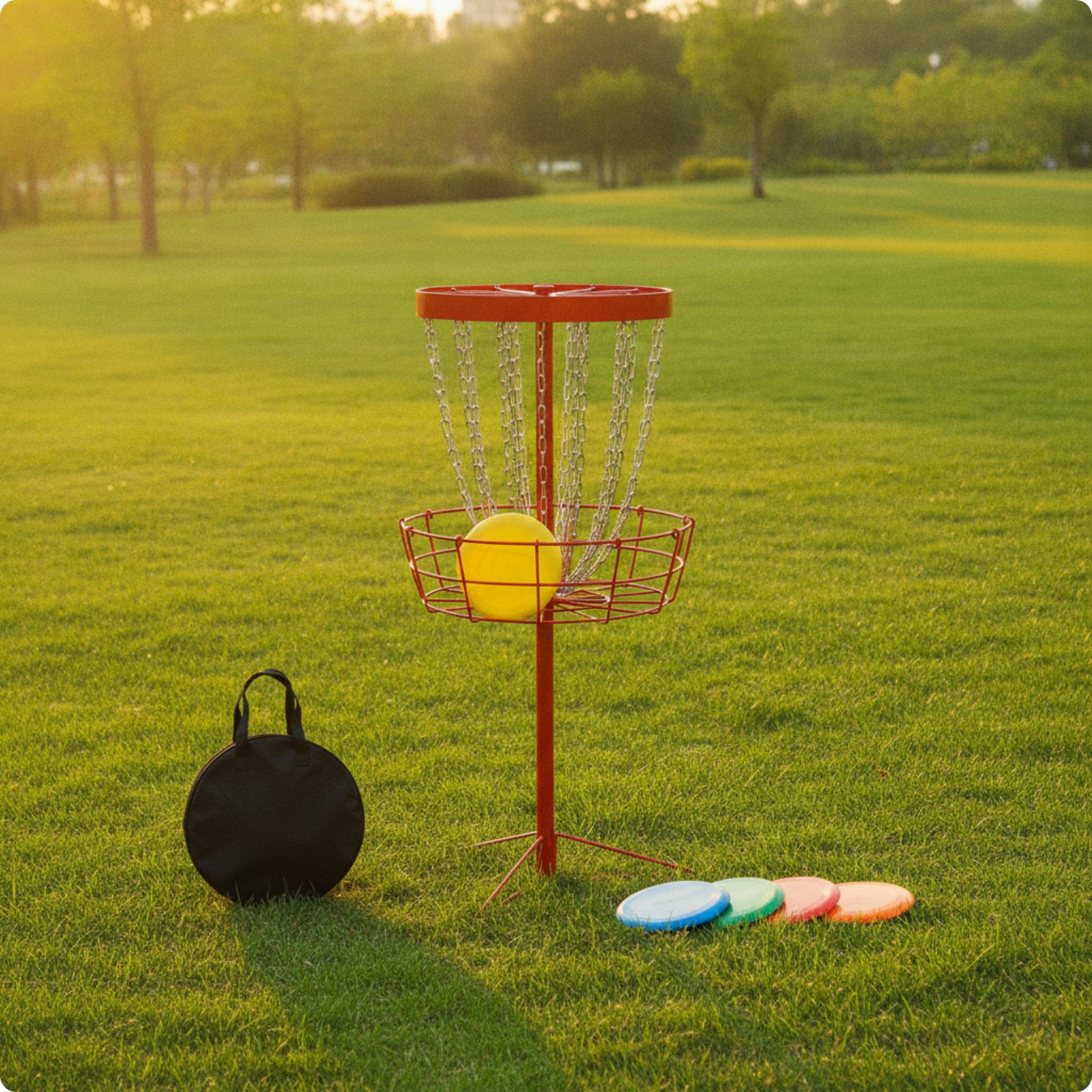 Disc-Golf-Korb-Set mit Wurfscheiben strapazierfähig für Park