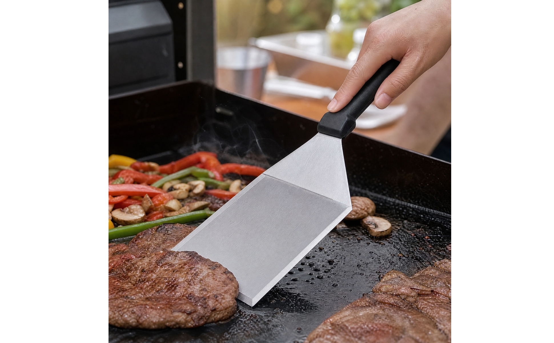 3 Pieces Grilling Tools Ergonomic Bbq and Meat Press Set Complete